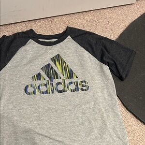 Adidas Kids Gray and Black Tee with Graphic Logo
